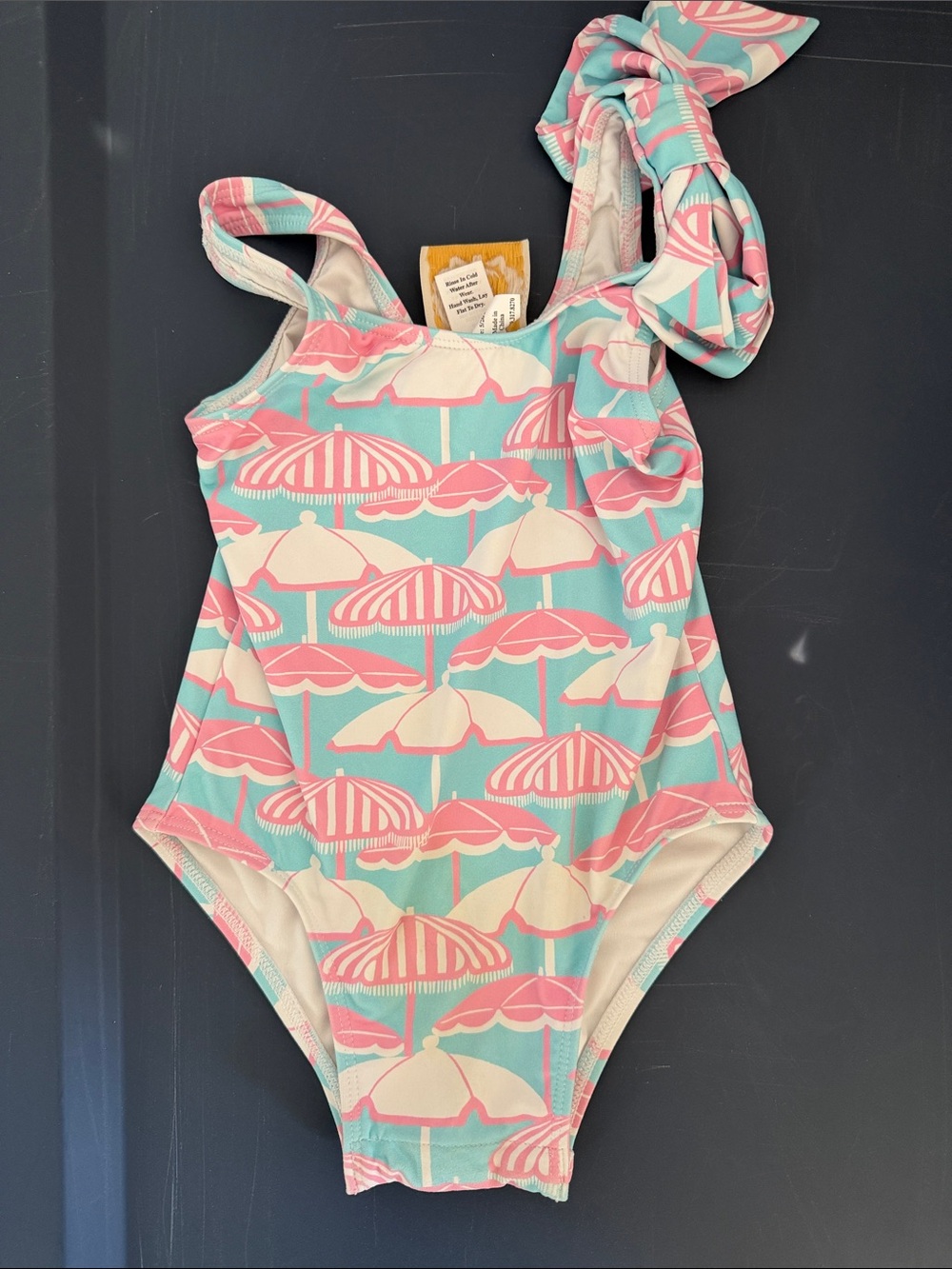 The Beaufort Bonnet Company Pink and Aqua Umbrella Print One-Piece Swimsuit
